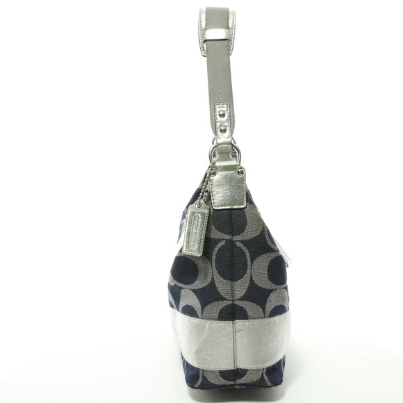 Coach Monogram Denim and Gray Canvas Shoulder Bag Purse - Picture 2 of 15